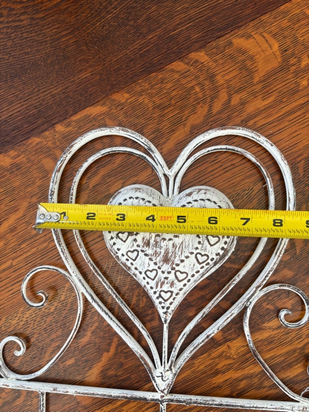 Rustic White Heart Wall Hook Rack by - Picture 8 of 9